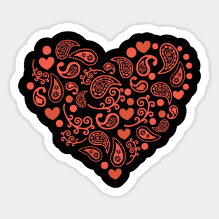 Paisley Heart - Valentine's Day T-shirt and Apparel Sticker